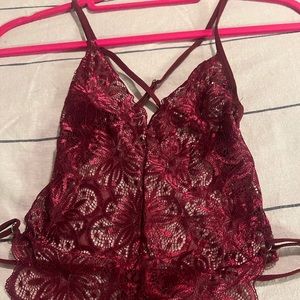 Gorgeous New Maroon Avid Love teddy, thong. Size medium. Lingerie
